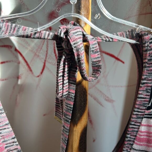 Guess Jeans Y2K Pink Striped Crochet Long Sleeve Dress L - Picture 7 of 16